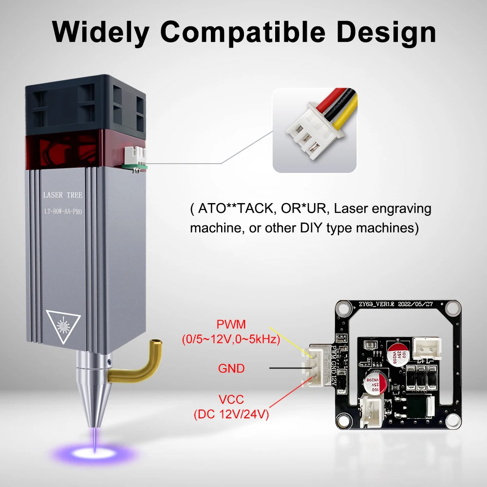 LASER Cây Cao Cấp 80W Đầu Laser Với Không Khí Hỗ Trợ 40W Đèn TTL Module CNC Laser dao Cắt Khắc Dụng Cụ Làm Rau Cau
