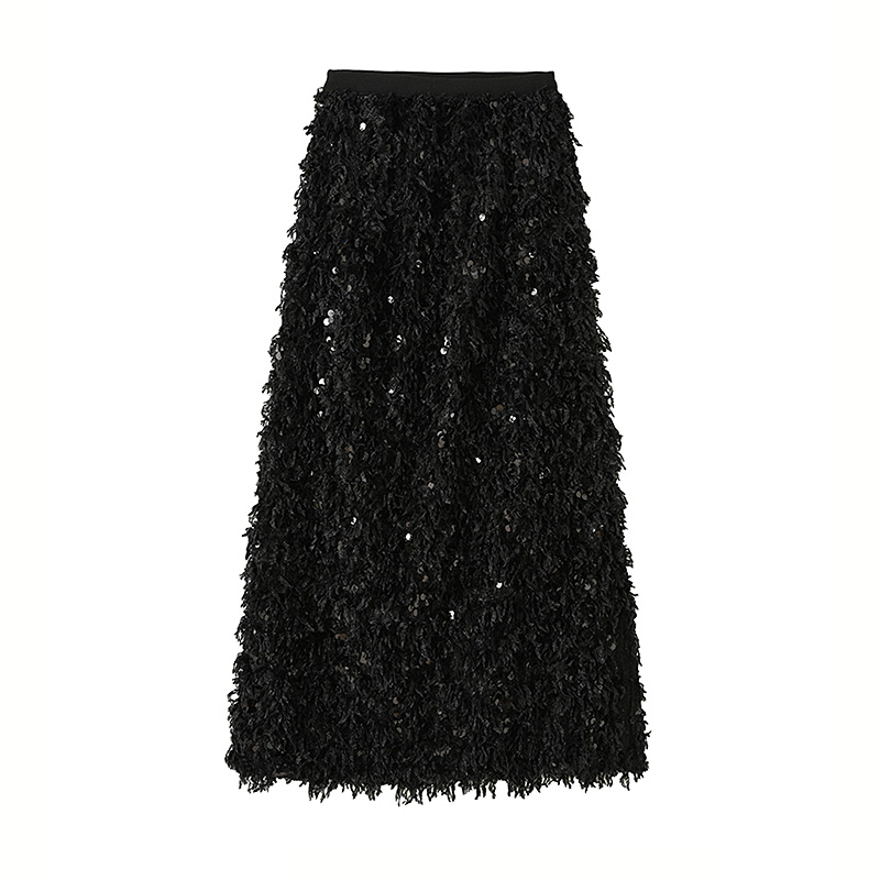Elegante Veer Lange Rokken Vrouwen Koreaanse Mode Hoge Taille Lovertjes Rok Vintage A-lijn Party Rokken Jupe Femme