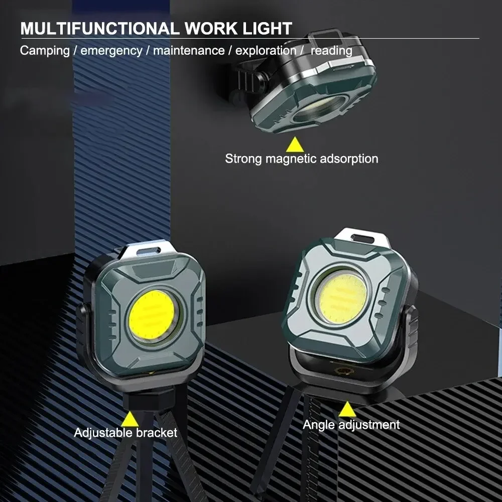 Mini luz LED de trabajo, linterna COB portátil recargable multifuncional, antorcha para acampar al aire libre