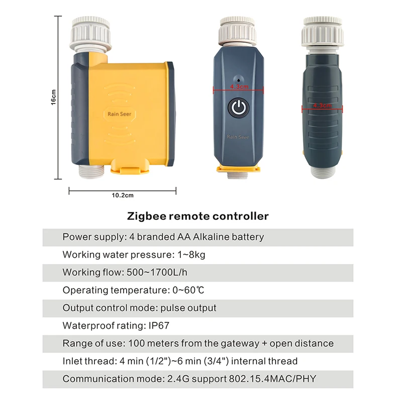 Rain Seer Tuya Zigbee 정원 홈 관개 급수 타이머 WiFi 워터 타이머 휴대 전화 리모컨