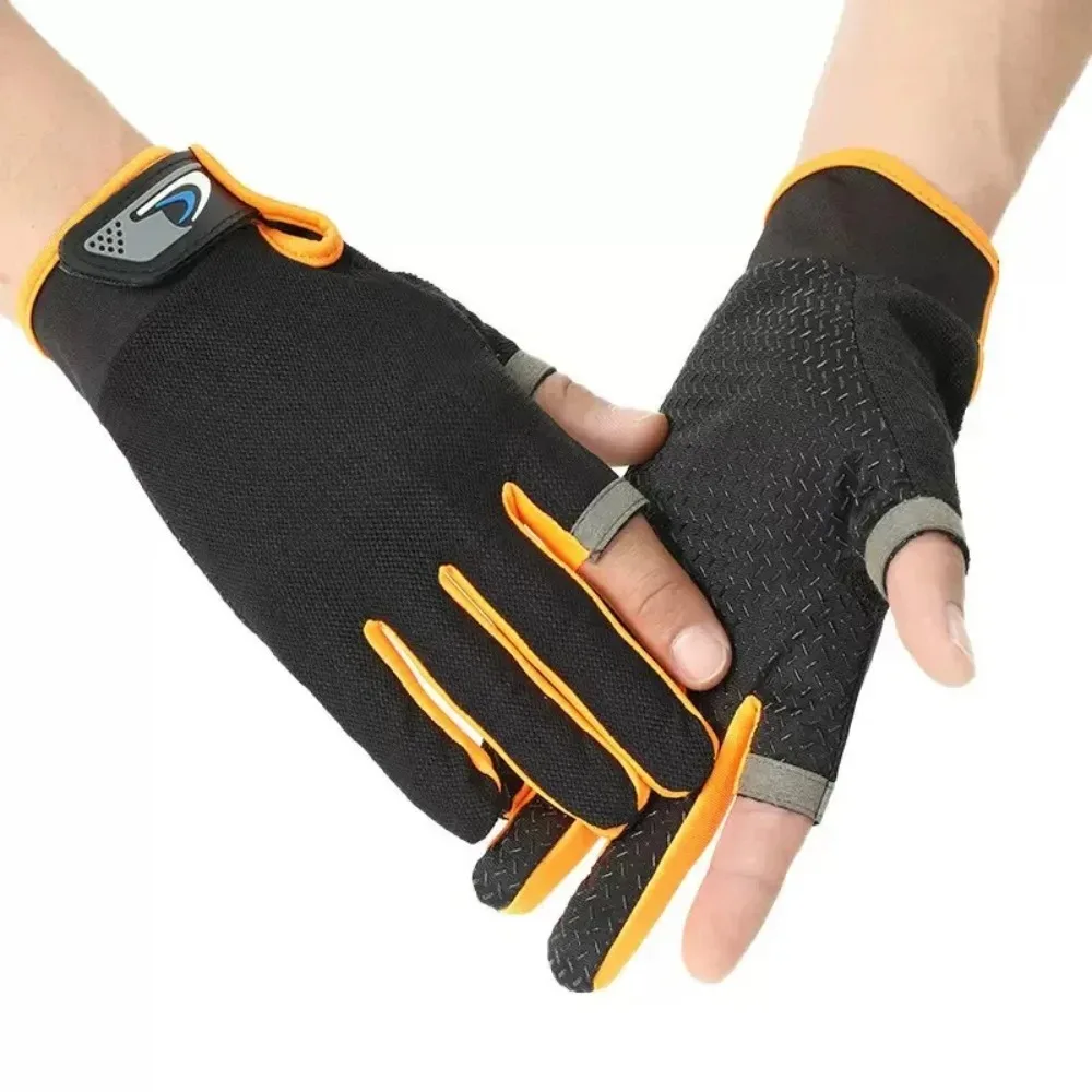 Guantes de pesca de verano para hombre y mujer, guantes de pesca transpirables con corte de dos dedos para pantalla táctil, antideslizantes, a prueba de sol, para ciclismo y Fitness