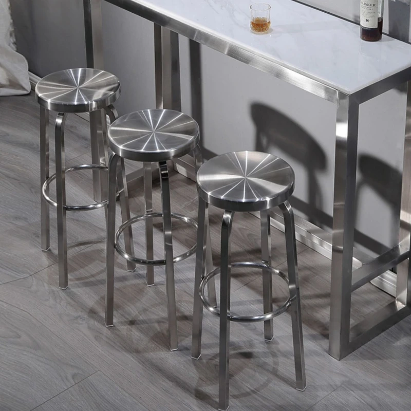 Chaise de bar en acier inoxydable minimaliste moderne à pieds hauts tabourets de comptoir de magasin de thé au lait meubles de restaurant stables et porteurs