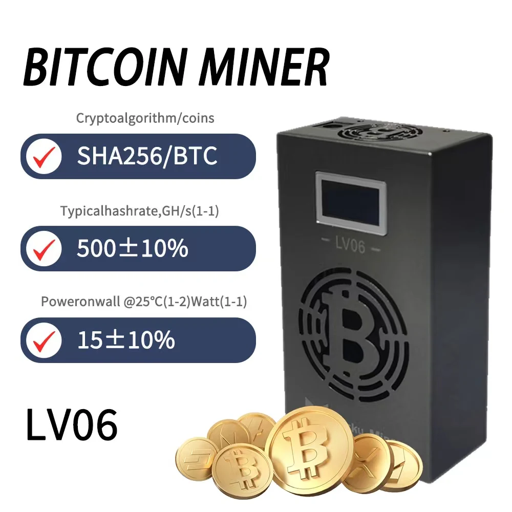 Lucky Miner-máquina de minería de Bitcoin LV06, SHA-256, 500Gh/S ASIC, uso doméstico, BTC Solo, múltiples modos de minería, 2024
