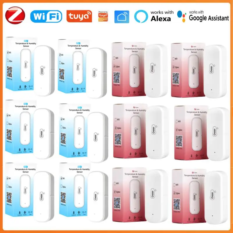 Tuya WiFi inteligente Zigbee Sensor de temperatura y humedad termómetro interior higrómetro monitoreo a través de Alexa Google Home Smart Life