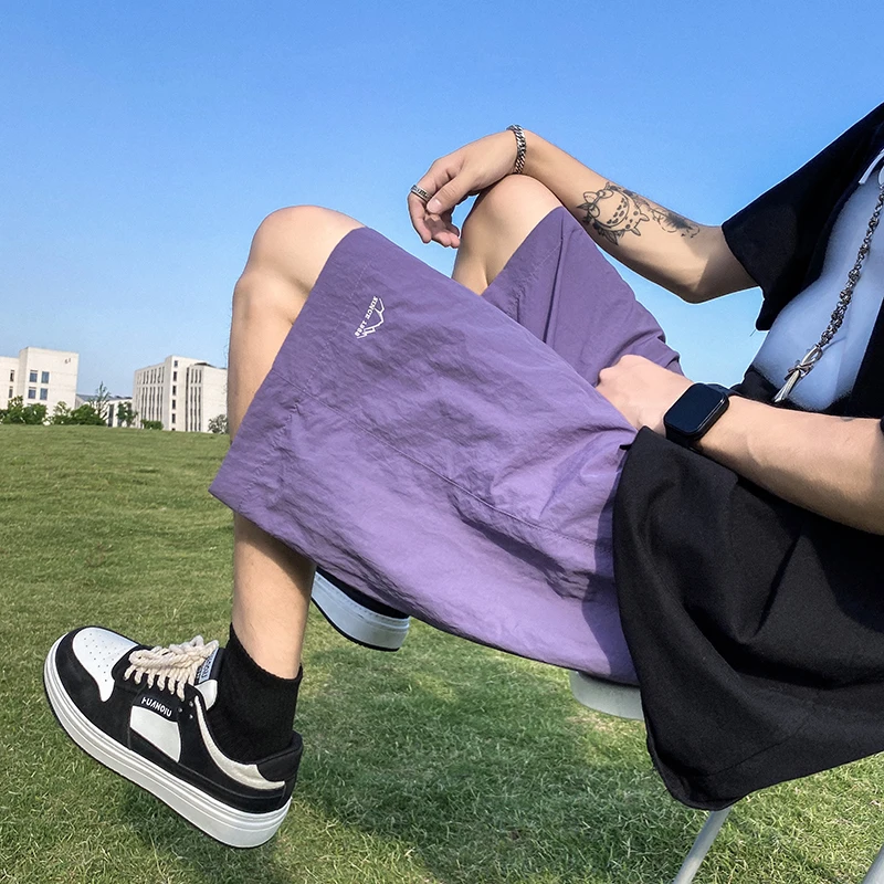 Calções masculinos calças verão casual shorts calças com cordão macacão all-match coreano simples calças largas tendência moda masculina