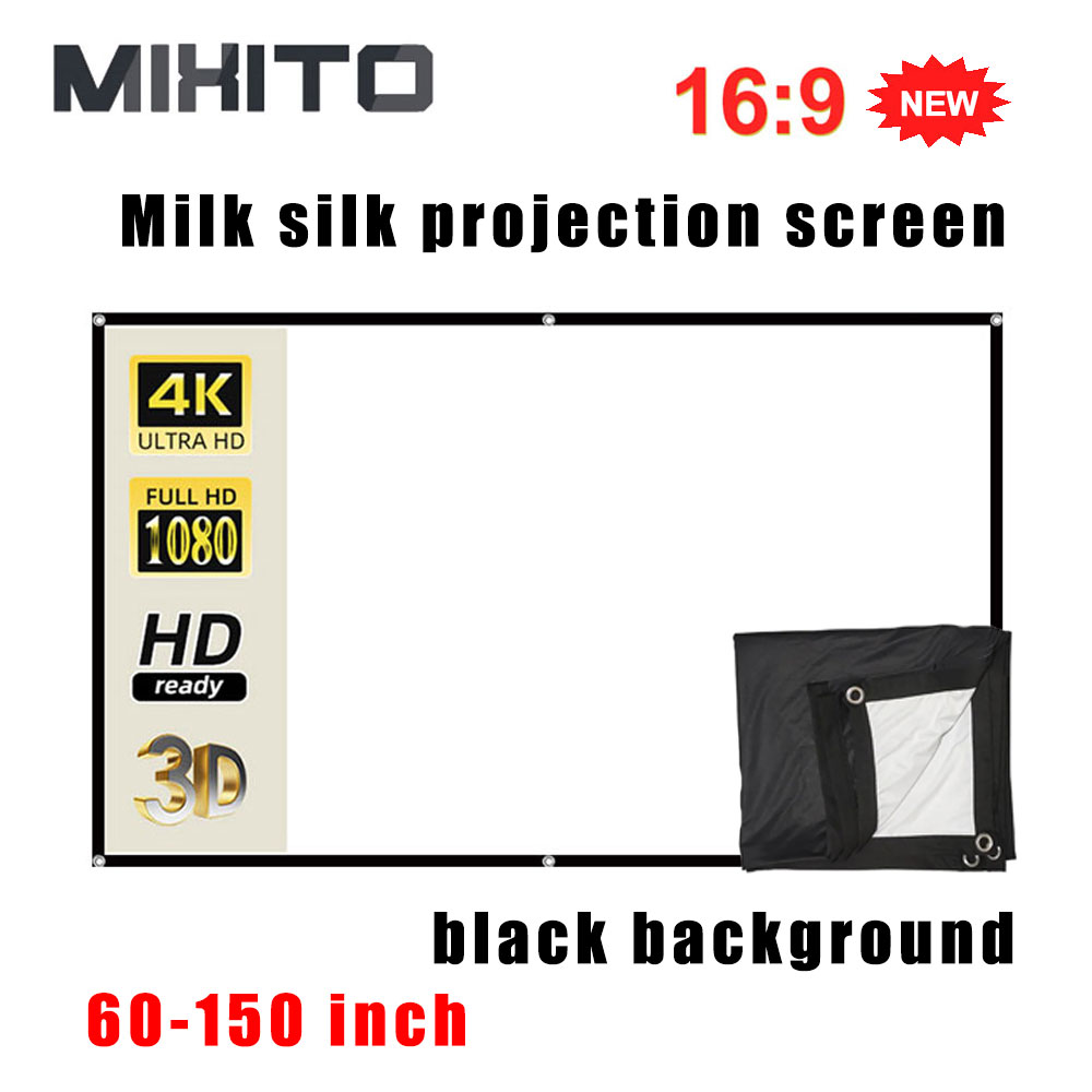 MIXITO толстый соотношение 16:9 черный фон молочный шелковый экран для проектора высокой четкости открытый или офисный или домашний проекционный экран