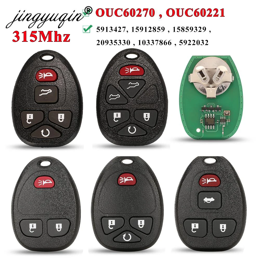Jingyuqin 315Mhz Ouc60270 5/6 Knoppen Afstandsbediening Keyless Entry Auto Key Fob Voor Buick Chevrolet Cadillac Gmc Saturn