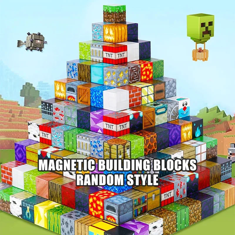 Juguetes de bloques de construcción magnéticos para niños y niñas, juego mundial magnético para construir Mine, vástago artesanal, cubos sensoriales Montessori, regalo educativo para niños pequeños
