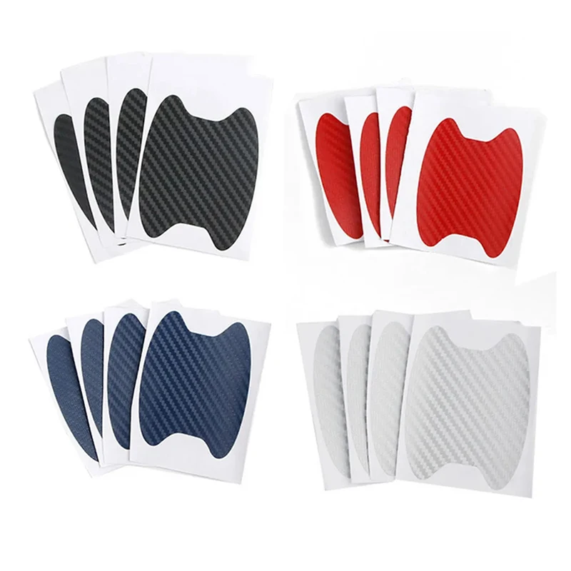 Pegatina de fibra de carbono para puerta de coche, cubierta resistente a arañazos, película protectora para manija de coche, accesorios de estilo Exterior, 4 Uds.