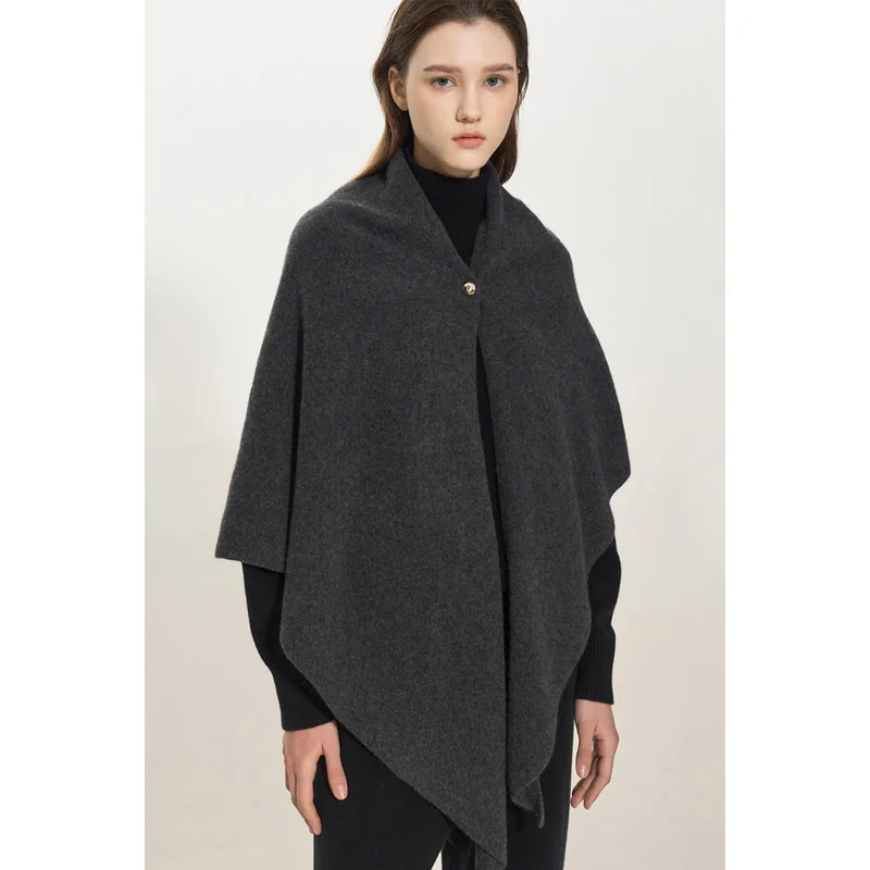 「Marca de lujo」Corea del Sur 24 Otoño e Invierno hebilla triangular a juego chal tejido de lana para mujer grande