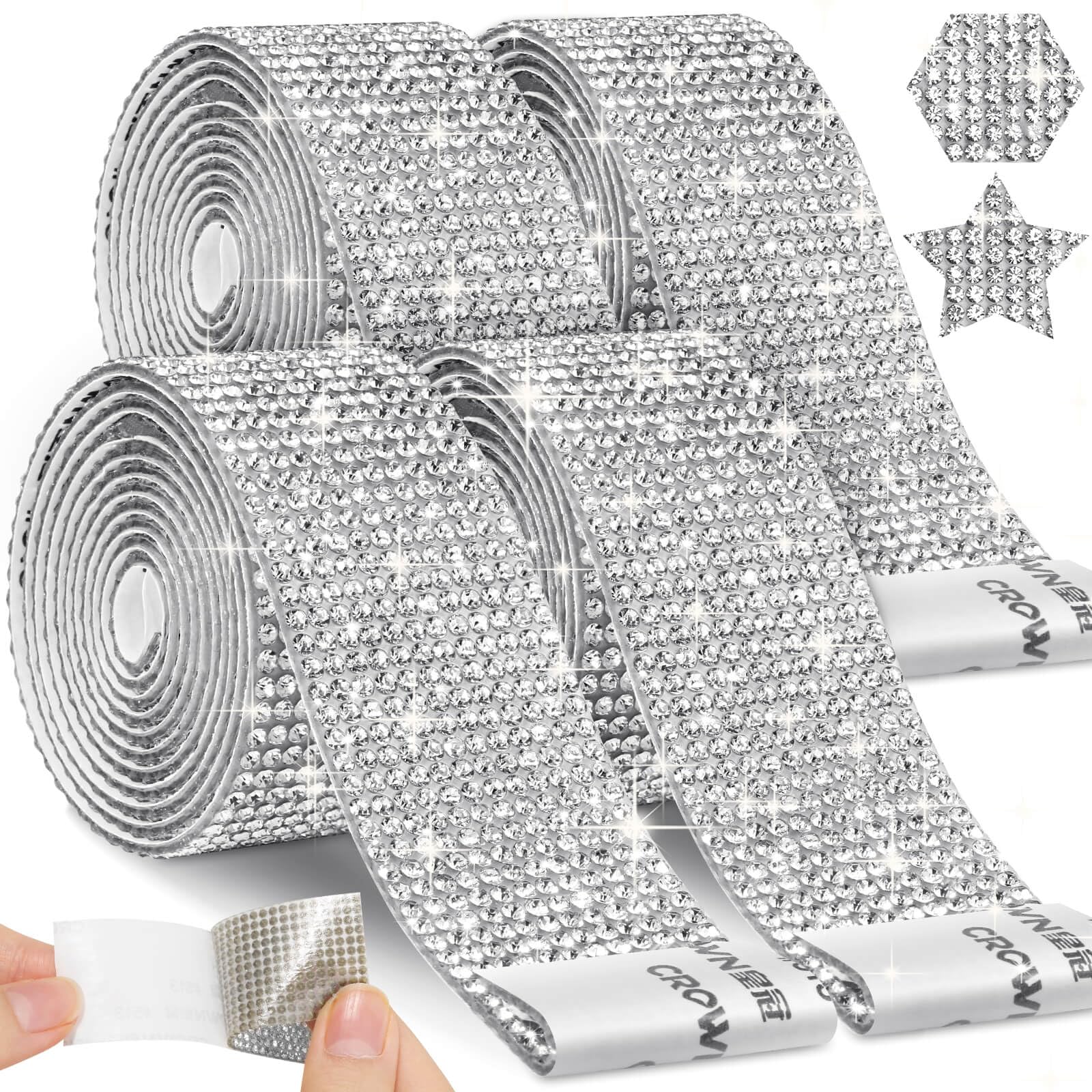 1 rolka samoprzylepnych pasków Rhinestone Taśma srebrna Wstążka diamentowa Rzemiosło DIY Lustro Samochód Sukienka Prezent Impreza Dekoracja domu