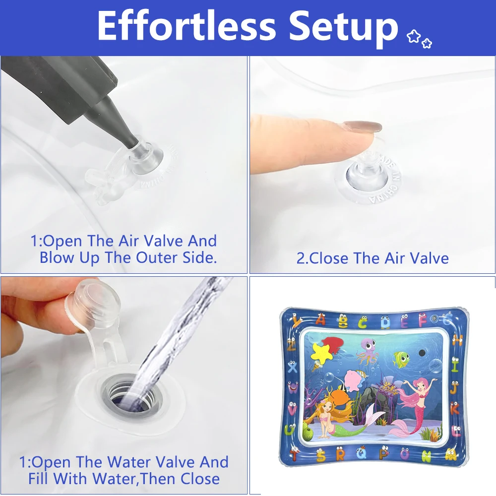 แผ่นรองเล่นเป่าลมลายเงือก 1 ชิ้น ทำจาก PVC สำหรับเด็กเล็ก แผ่นรองเล่นน้ำ ของเล่นเสริมพัฒนาการเด็กเล็ก แผ่นรองกันกระแทก
