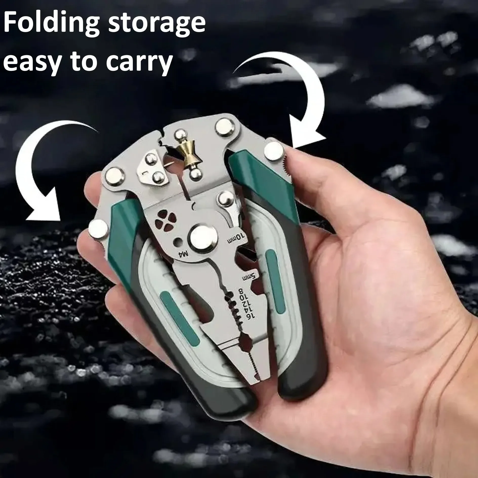 1/2 Foldable 18-in-1 Wire Stripping Pliers Crimping Tool Multifunctional Electrician Pliers, Professional-Grade Electrician Tools | Compact Foldable Design for Secure Connections and DIY Projects