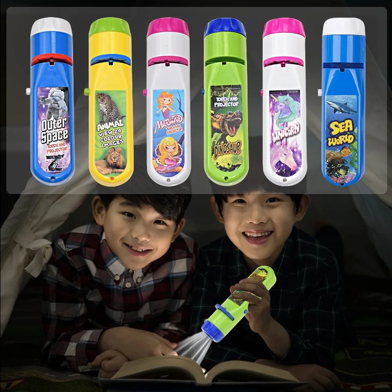 Children's Early Education Projector Flashlight Story Early Education Puzzle Dinosaur Ocean Space Pattern Bedtime Toy