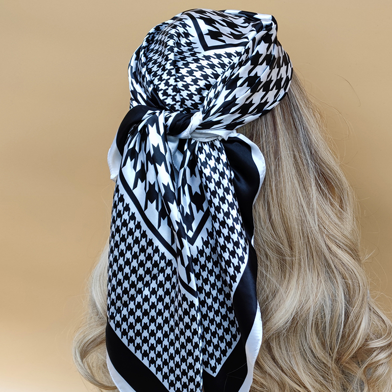 Nuevo bufandas cuadradas de moda de 90x90cm, chales, Hijab de satén de seda, pañuelo estampado a la moda para mujer, pañuelo para la cabeza, bufandas para el cuello para mujer