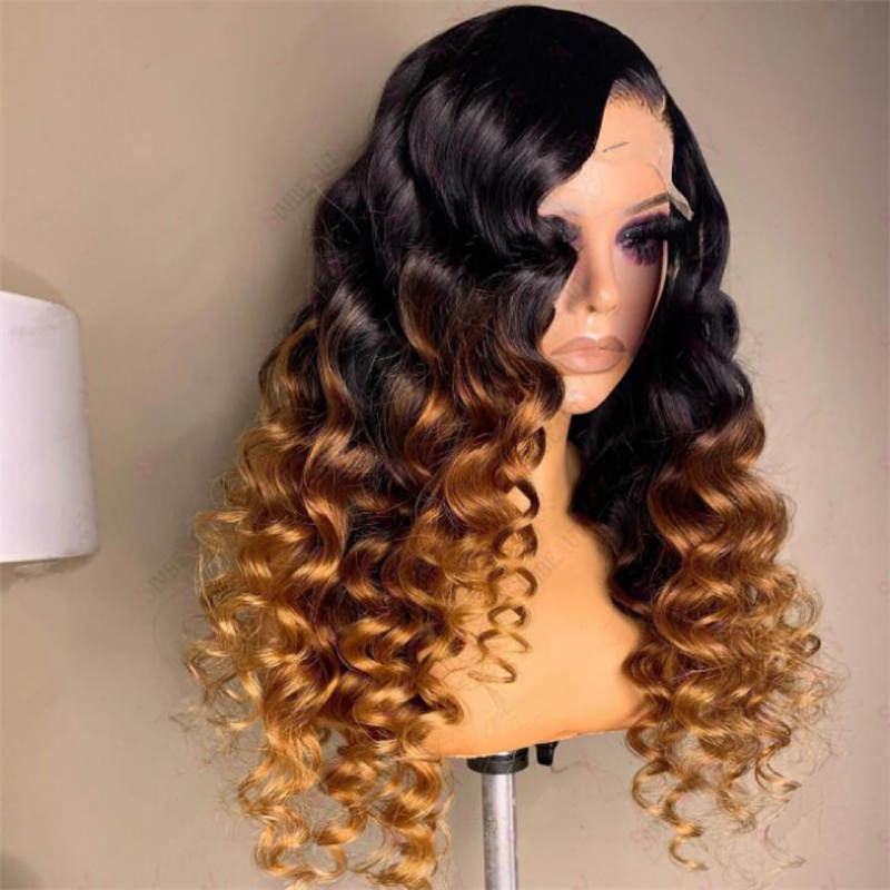 Peluca con malla frontal rizada profunda para mujer, pelo de bebé prearrancado, resistente al calor, para uso diario, suave, sin pegamento, 26 "de densidad 180