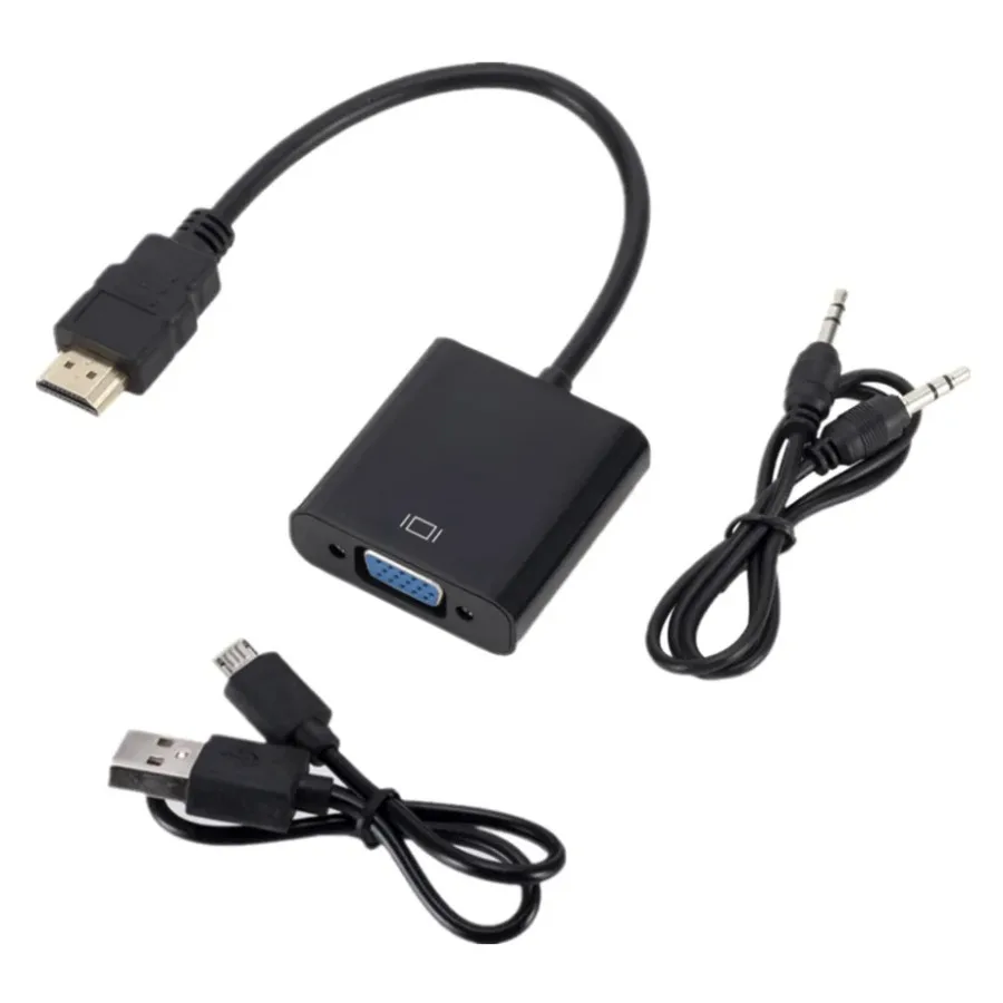 Hd 1080p hdmi-compatível com conversor de cabo vga com fonte de alimentação de áudio macho para fêmea conversor adaptador para pc tv tablet portátil
