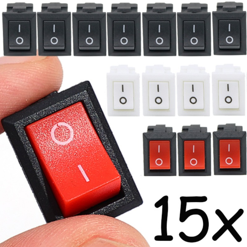 5/15Pcs Push Button Switch 21x15mm SPST 2Pin 6A 250V KCD11 Snap-in on/Off Rocker Boat Home Motorcycle Switch Black Red White