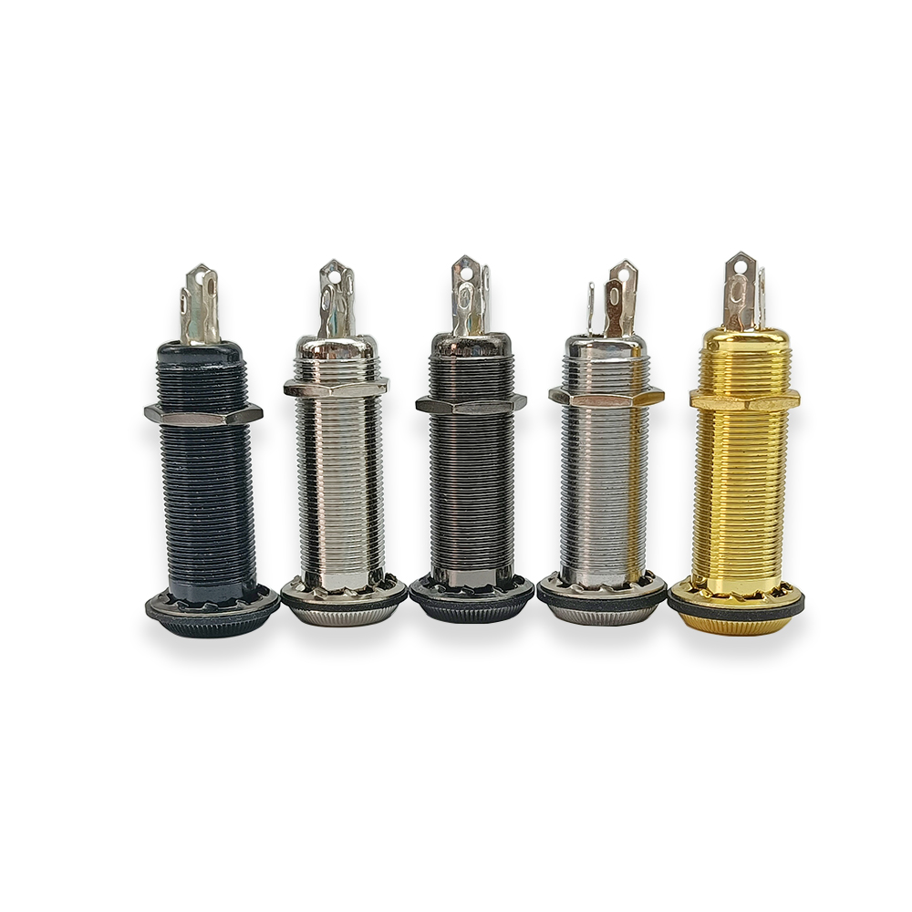 Piezas de bajo de guitarra eléctrica, entrada de salida estéreo de 6,35mm, conector Jack de 1/4 pulgadas, conector de estilo de tubo acanalado recto de latón, antiruido