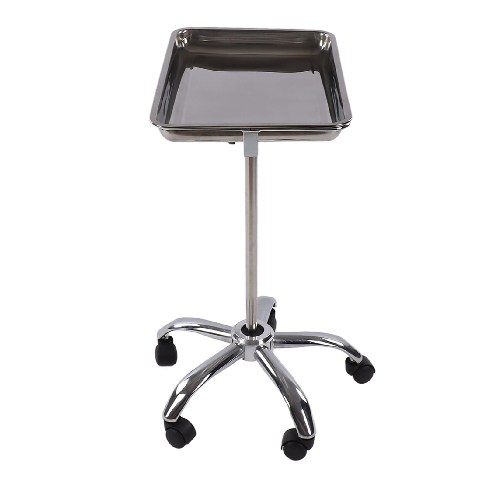 Salon-Instrumententablett, Salonablage mit Rädern, Metall, Edelstahl, anhebbar, beweglich für Friseurinstrumente