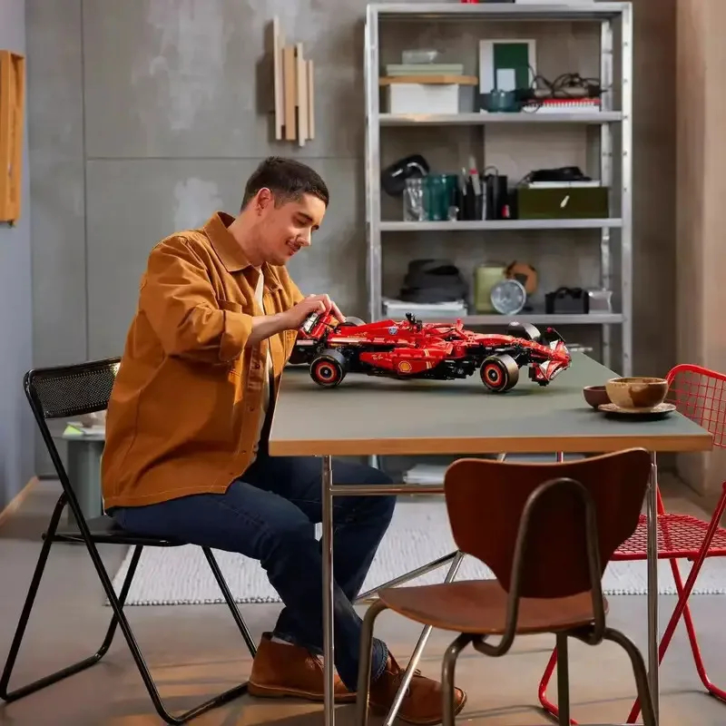 42077 42066 Racing Car Model Kit Mechanical Set Building Block Model ,Red And Blue Birthday Toy Gift Christmas Gift 1361 pcs