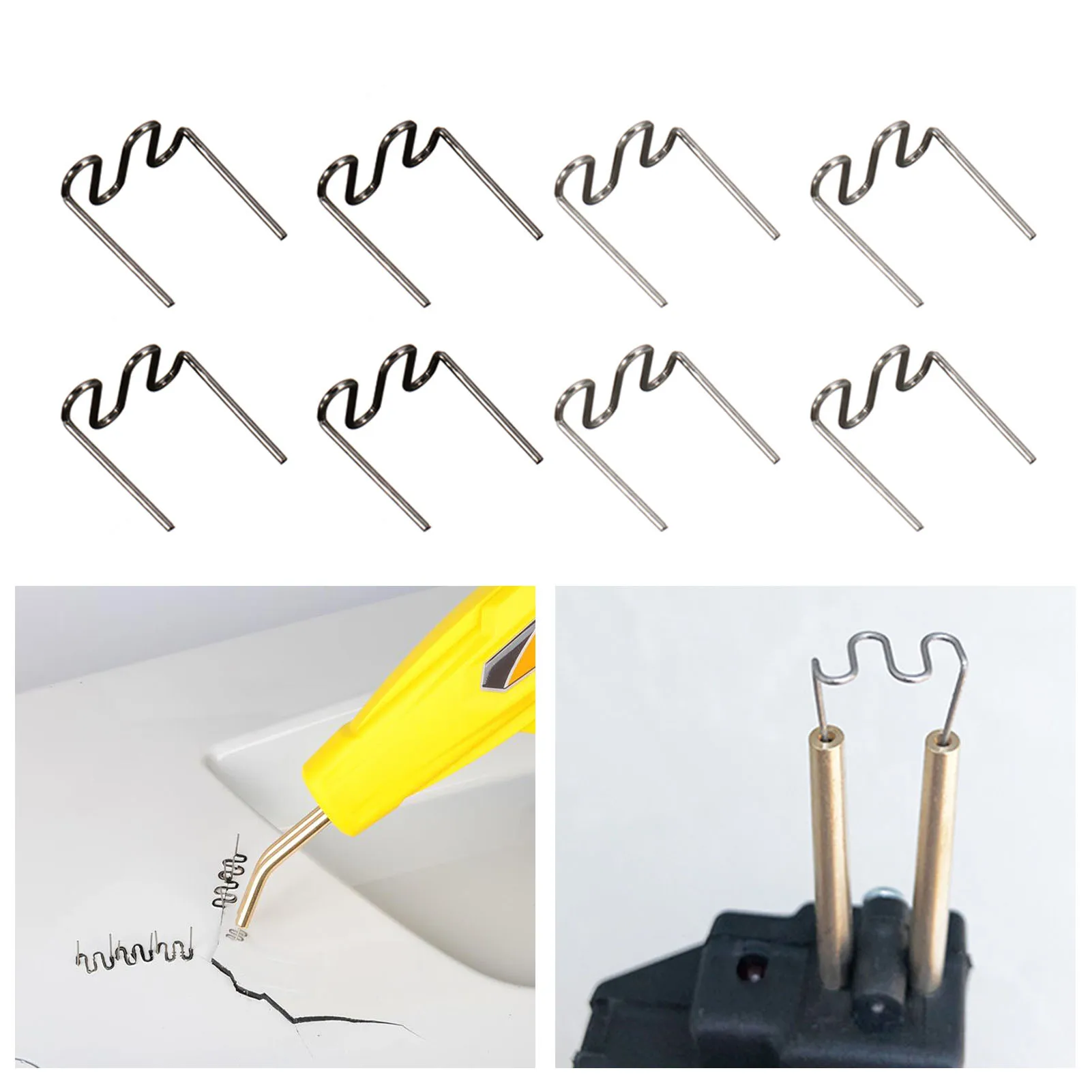 Máquina de reparación de plástico, grapadora caliente de soldadura, grapa de ondas precortadas de 0,6mm/0,8mm, herramientas de reparación de chapa de ondas grandes, reparación de automóviles, 500 Uds.