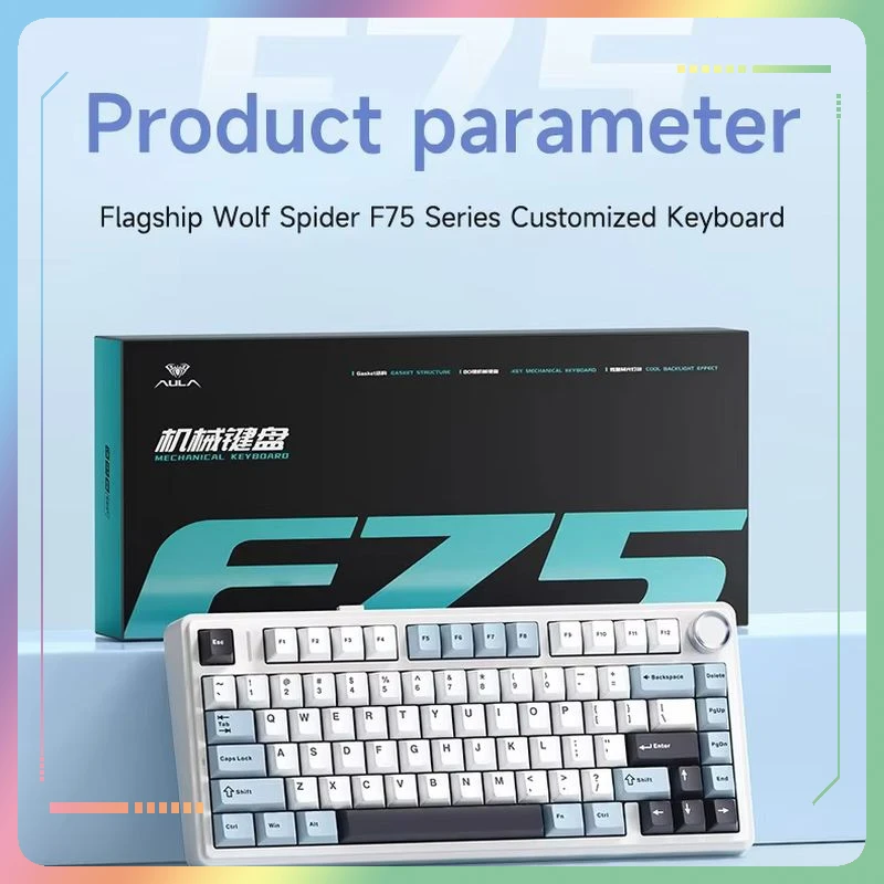 Aula F75 teclado mecánico personalizado estructura de junta tecla completa intercambio en caliente inalámbrico tres modos juego teclado de oficina regalo