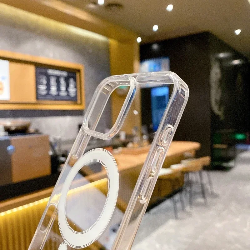 Oficjalne etui magnetyczne Magsafe Transparent Case do iPhone'a 16 15 14 13 11 12 Pro Max Plus Wireless Charge Acrylic z pokrywką Box Cover