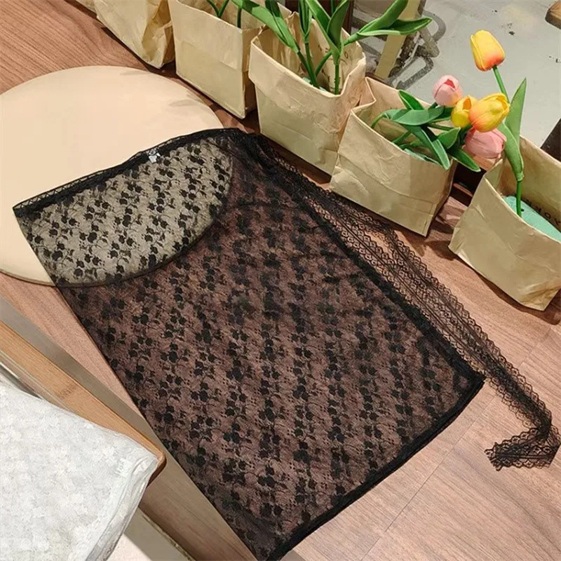 Falda de gasa en capas de encaje de Blogger INS Y2k, delantal de calle, falda envolvente con cordones, pantalones a juego, falda envolvente Y2k apilada para chica picante