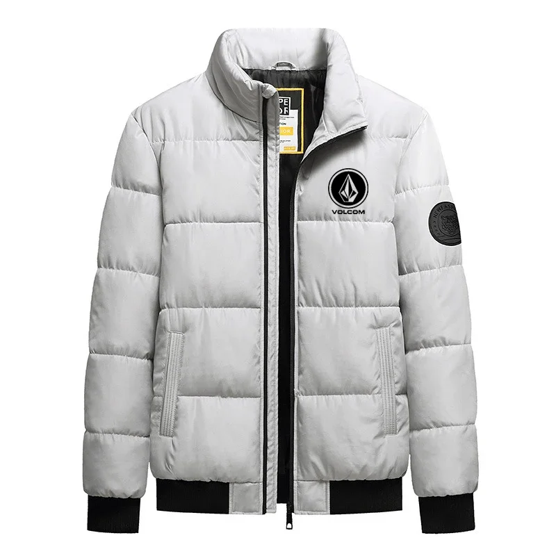ฤดูใบไม้ร่วงและฤดูหนาว Volcom แฟชั่นซิปผู้ชาย Stand Up COLLAR พิมพ์เสื้อแจ็คเก็ตกลางแจ้ง windproof Casual Cotton JACKET