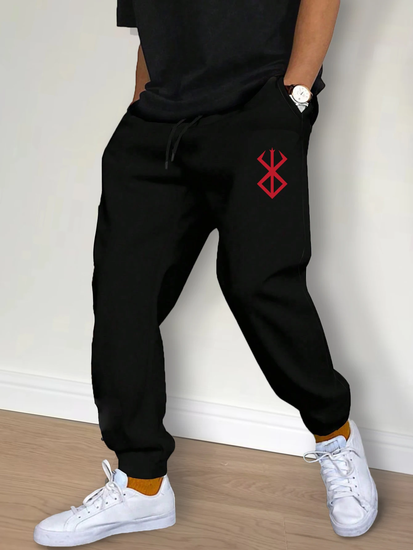 Calças casuais masculinas moda cordão calças casuais corredores treino correndo ginásio de fitness calças esportivas streetwear