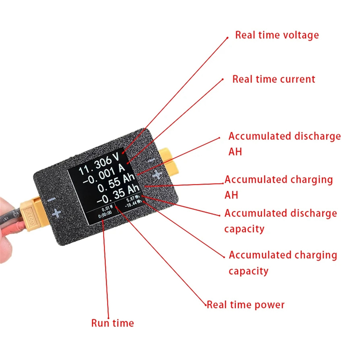 BABQ 새로운 25A 0-150V 양방향 DC 전압 전류 전력 분석기 RC 충전기 충전 방전 테스터 와트 미터