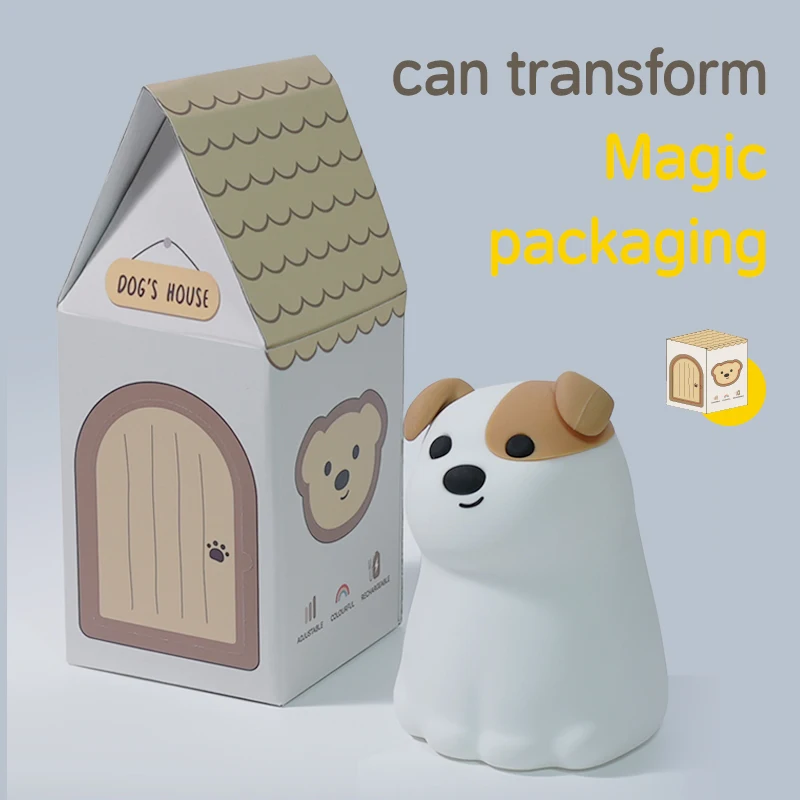 Welpen Led Nachtlicht Tier RGB Bunte Silikon Tisch Lampe Hund Katze Spielzeug Kinder Geburtstag Urlaub Beleuchtung Wiederaufladbare Laterne