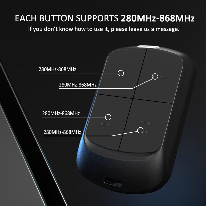 Control remoto multifrecuencia para puerta de garaje YNG800, de 280 MHz a 868 MHz, con código variable y código fijo, transmisor manual de 433 MHz con clip.