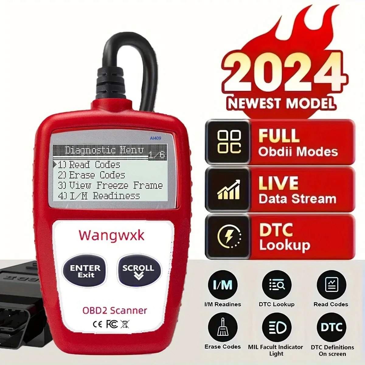 Automotive diagnostisch hulpmiddel OBD2 codelezer digitaal display OBD 2-scanner multifunctionele foutcode clearing 16-pins universeel