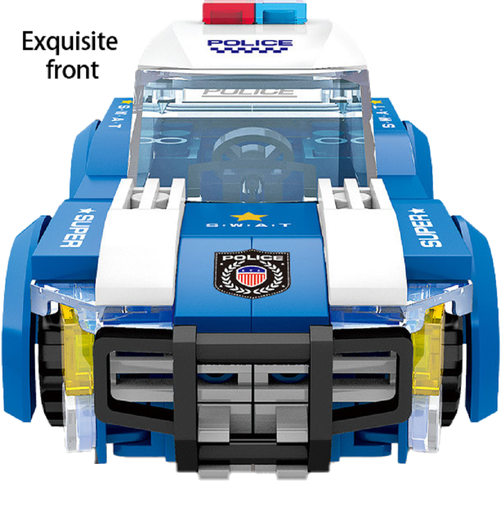 Diy bloco de construção carro da polícia brinquedo conjunto criativo educacional patrulha veículo para crianças diversão montagem puzzle playset