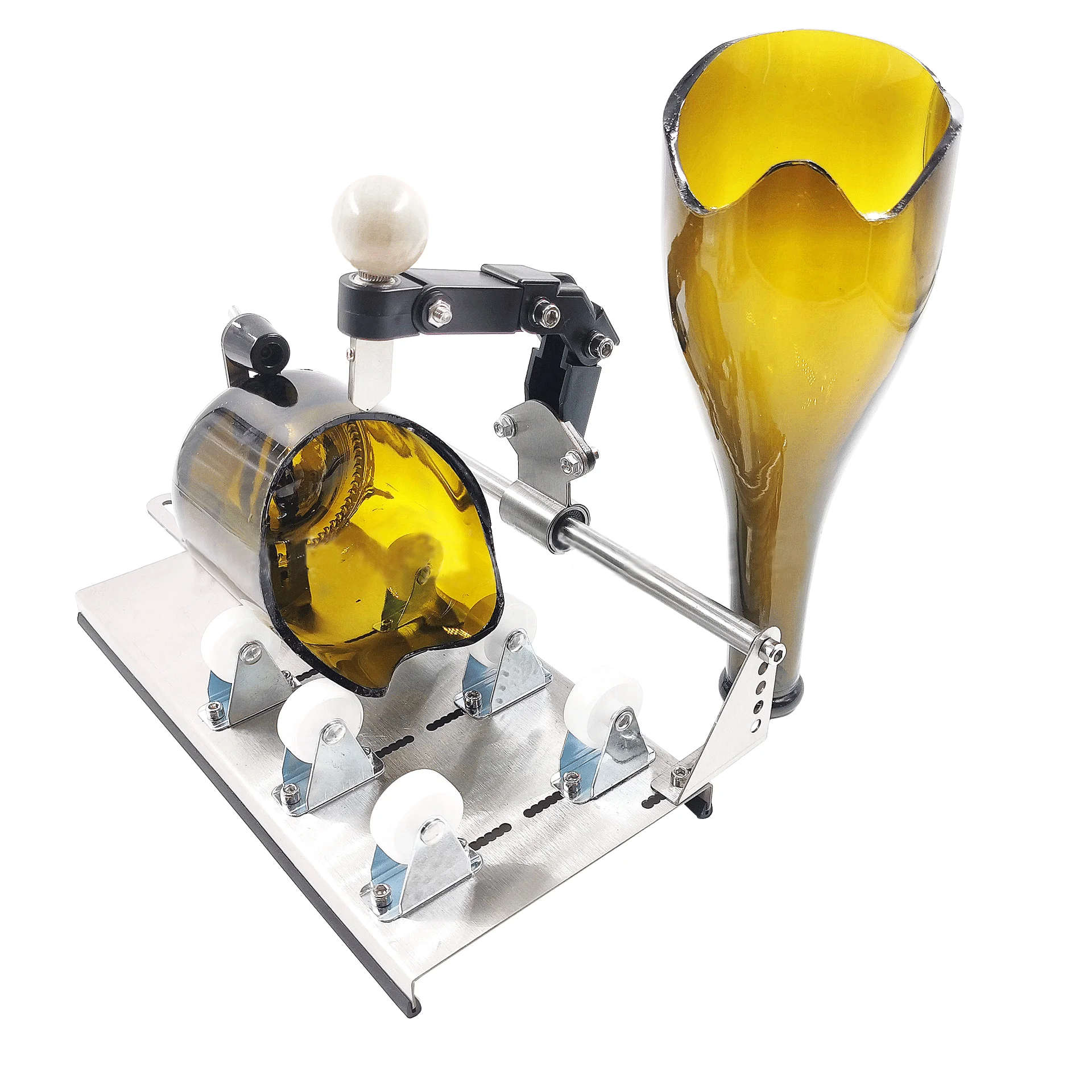 Cortador de botellas de vidrio mejorado, herramienta de corte de botellas, máquina de bricolaje para botellas cuadradas redondas, adecuadas para botellas de cerveza, licor, whisky