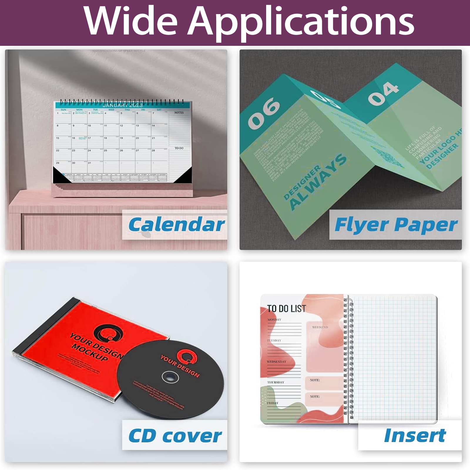 HUSPER A4 doppelseitiges glänzendes Fotopapier, 50 Blatt, 120/140/160/180/200/240/260/300 g/m2, für Tintenstrahldrucker, glänzendes Druckpapier