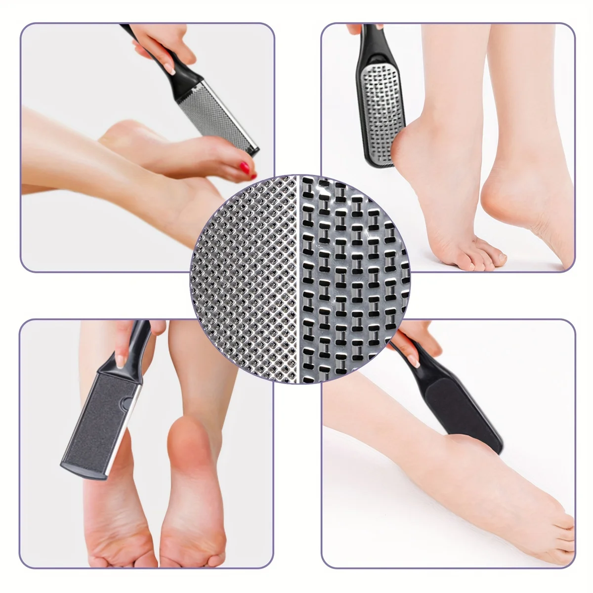 8/10 pçs conjunto de pedicure peeling e esfoliante calos pé esfregando escova de aço inoxidável dupla face cuidados com os pés pedal pedra