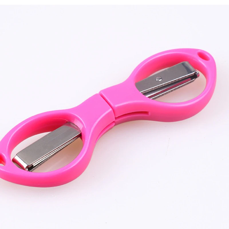 Simple Portable Folding Scissors Solid Color Glasses Shape Paper Cutters Students Handmade DIY Tools School Office Supplies