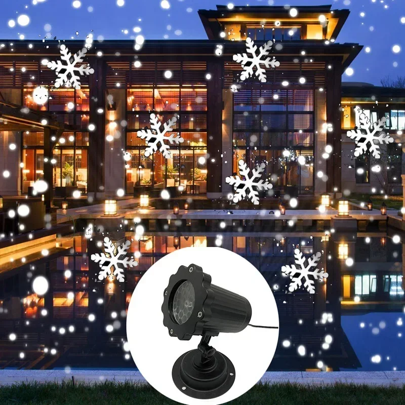 Snowflake Projector Lights Christmas Snowflake Projector Outdoor Party Wedding Garden Decoration Lights LED Stage Holiday Lamp