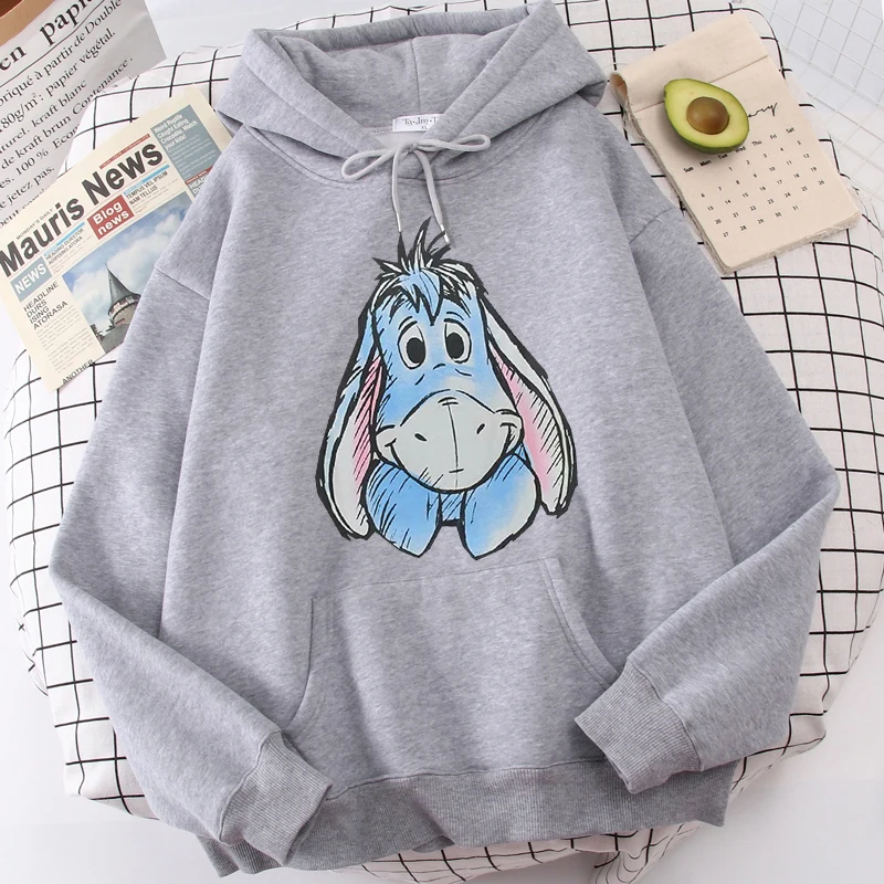 Cartoon damskie bluzy z kapturem Kubuś Puchatek i miód kłapouchy bluzy z kapturem topy z długim rękawem kieszenie modne zimowe bluzy z kapturem