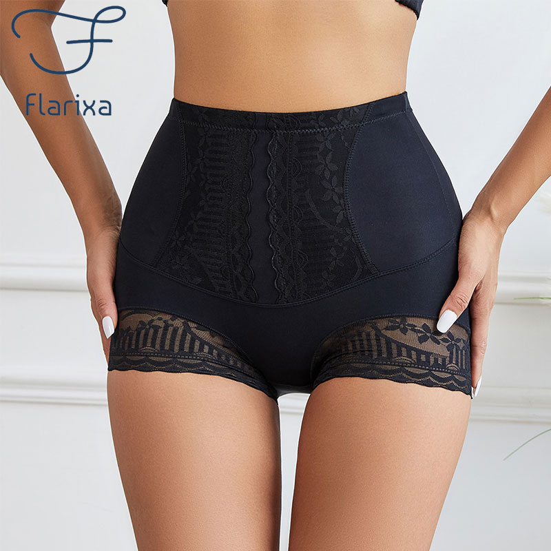 Flarixa-Roupa íntima de cintura alta para mulheres, controle de barriga, boyshorts, shorts macios, calcinhas, shapewear
