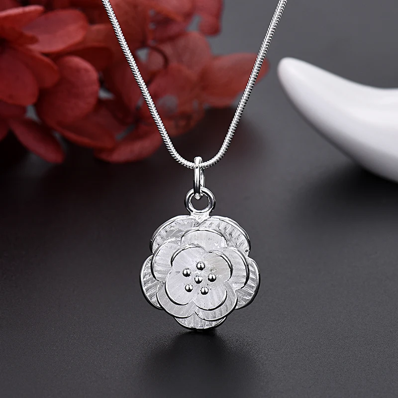 Fine 925 เงินสเตอร์ลิง Charm ดอกไม้สร้อยคอต่างหูกําไลข้อมือเครื่องประดับสําหรับผู้หญิง Retro ชุดงานแต่งงานของขวัญอินเทรนด์น่ารัก