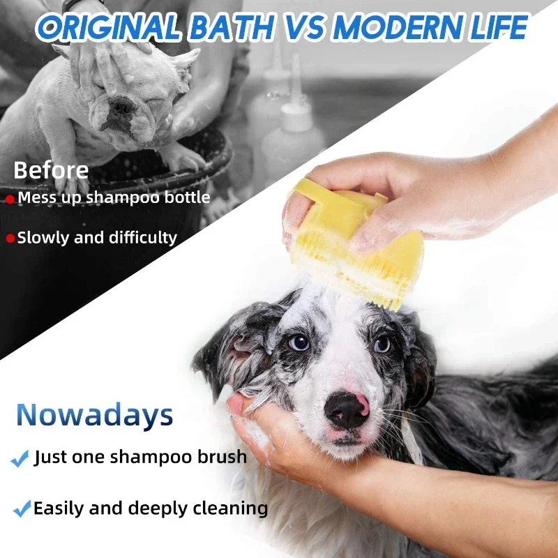 สัตว์เลี้ยงสุนัขแชมพูแปรง 2.7oz 80ml แมวนวดหวีกรูมมิ่ง Scrubber สําหรับอาบน้ําผมสั้นยางซิลิโคนอ่อนนุ่ม