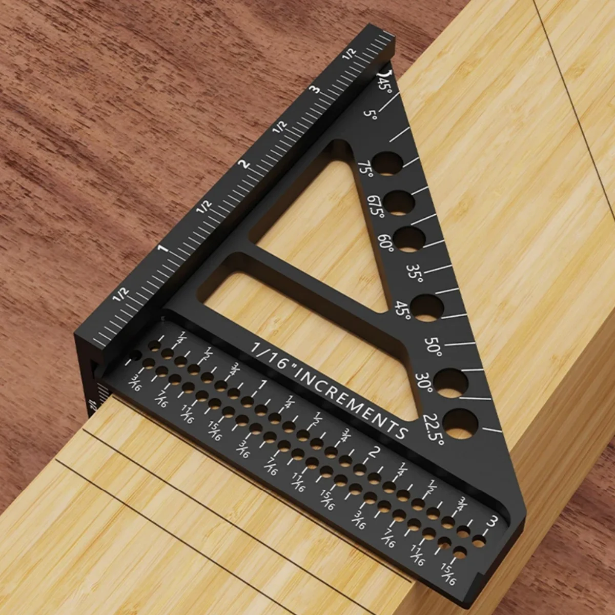 Liga de alumínio quadrado transferidor 3d multi ângulo carpintaria pescador scriber régua triangular alta precisão layout ferramenta medição