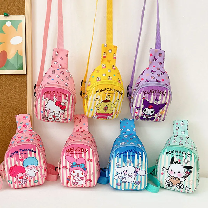 Sanrio Bag Cinnamoroll Bag Cartoon Shoulder Handbag Kuromi Kawaii Hello Kitty Chest Bags Kid Travel Backpack Crossbody Girl Gift