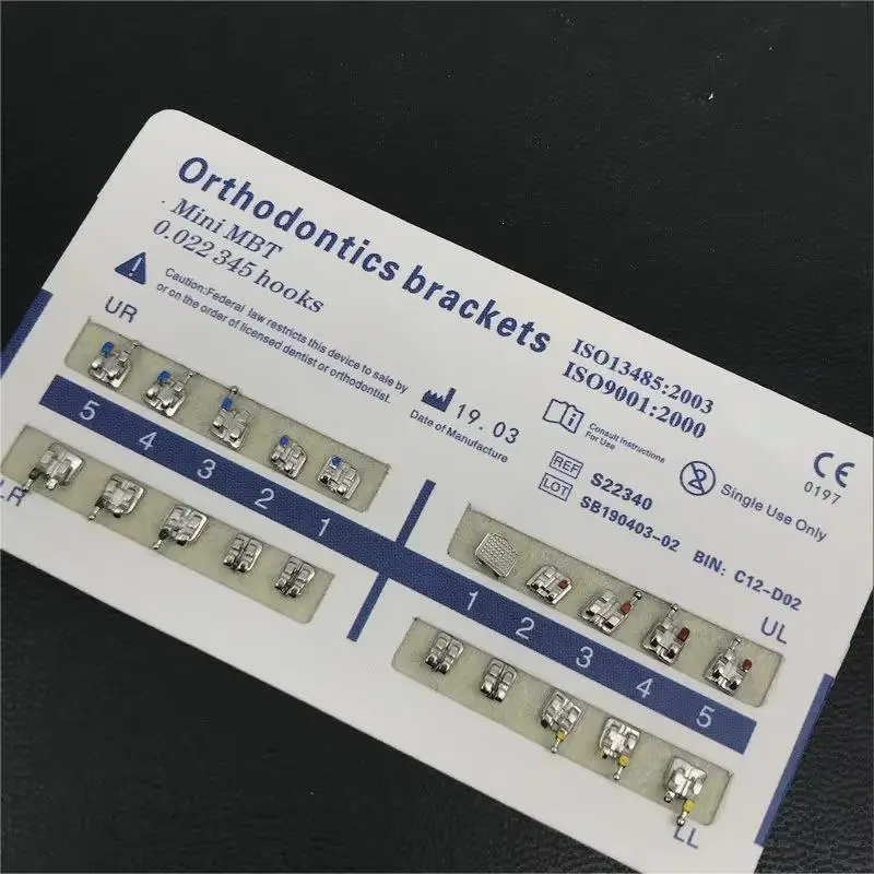 10 パック歯科矯正金属ブレースブラケットミニ Roth/MBT/エッジワイズ 022 スロット歯科医ブラケット歯科金属ブラケット