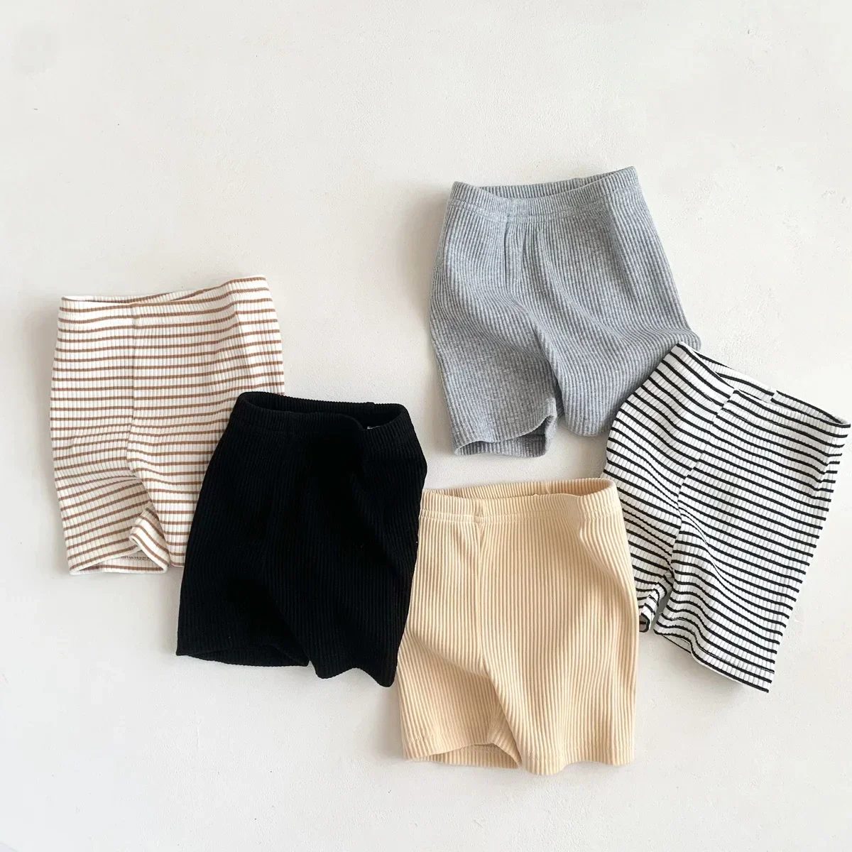 2025 verão calças do bebê calças com nervuras elásticas listradas calças das crianças casuais roupas infantis da criança meninos roupas da menina