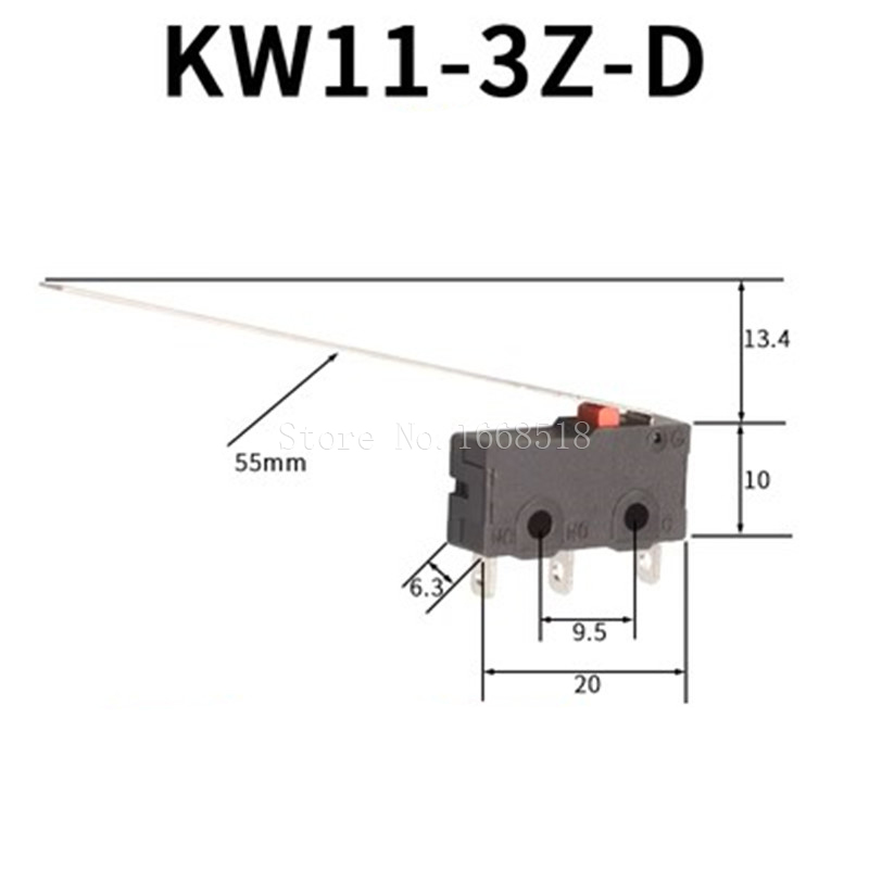 10 PCS Micro Switch 2/3Pin NO/NC Mini Limit Switch 5A 250VAC KW11-3Z Roller Arc lever Snap Action Push Micro switches